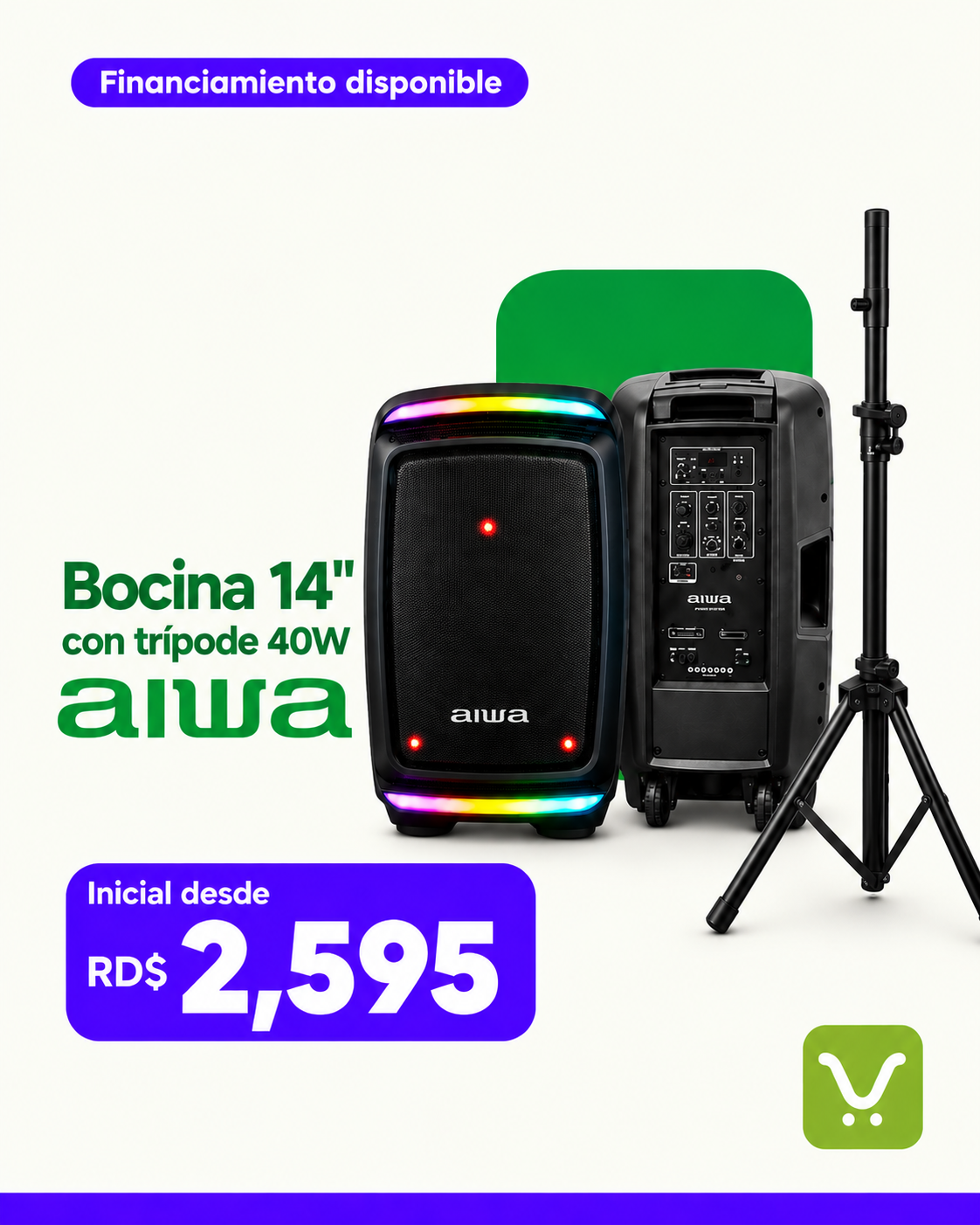 Financiamiento- Sistema de audio de 14" con Tripode 40W