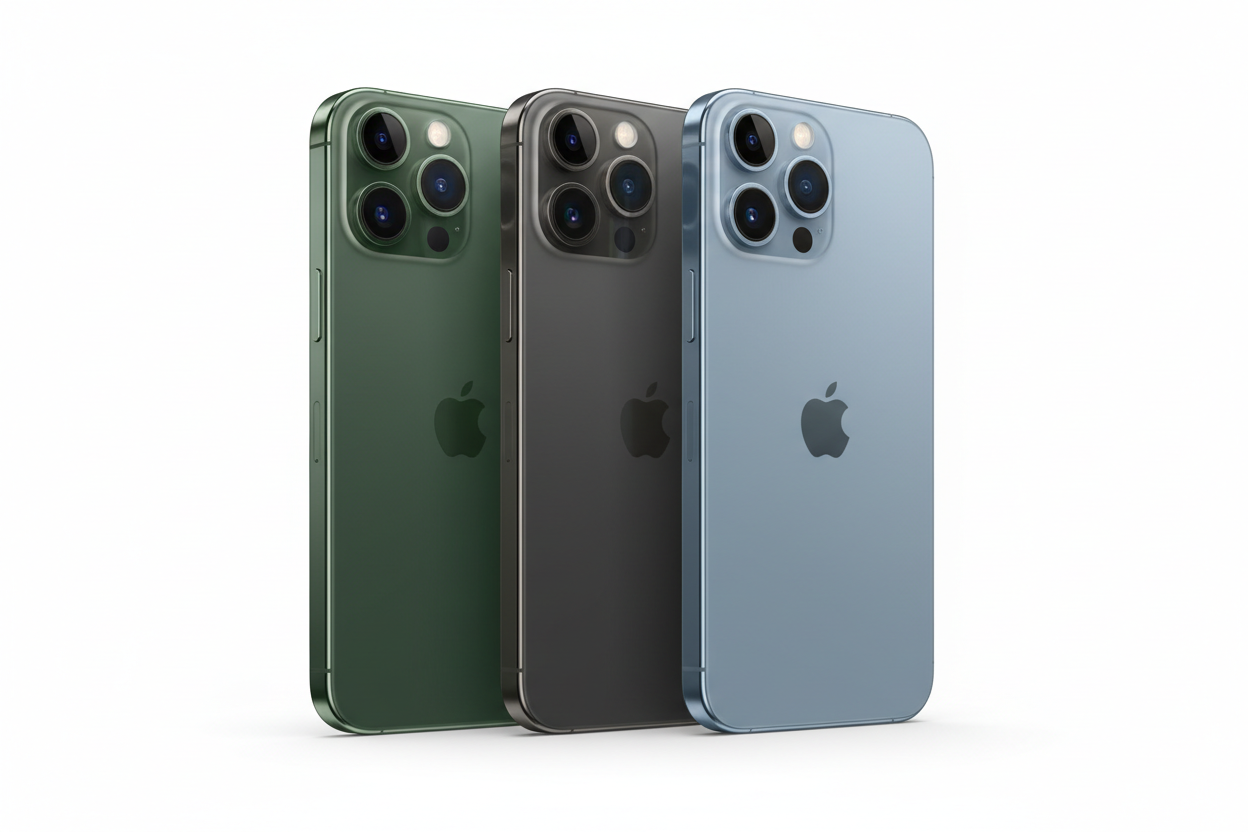 IPhne 13 pro max colores verde, grafite y azul