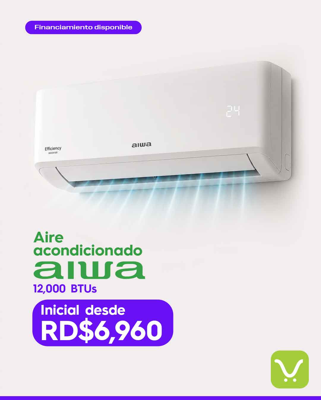 Financiamiento Aire acondicionado 12000 BTUs Aiwa