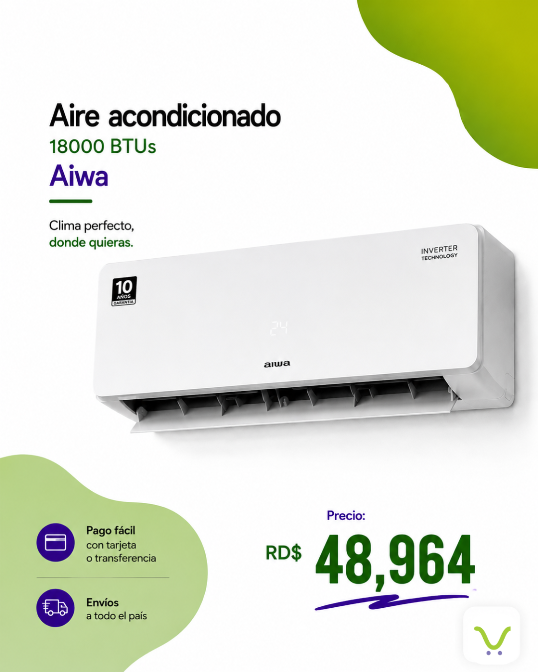 Aire acondicionado 18000 BTUs Aiwa