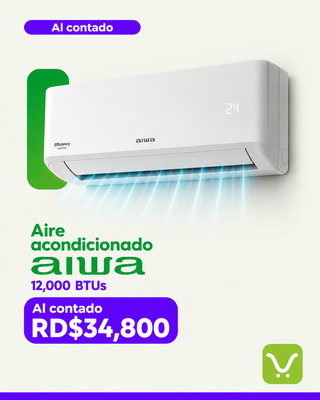 Aire acondicionado 12000 BTUs Aiwa