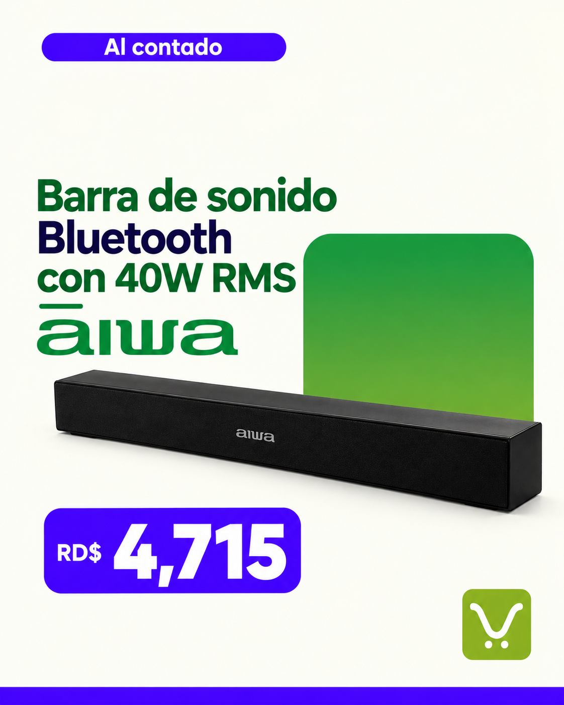 Barra de sonido Bluetooth con 40W RMS