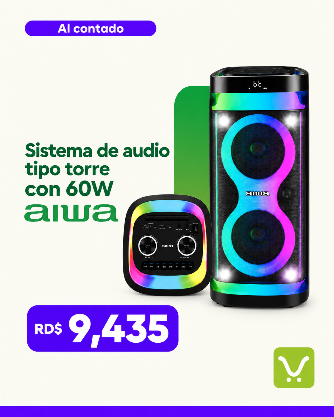 Sistema de audio tipo torre con 60W