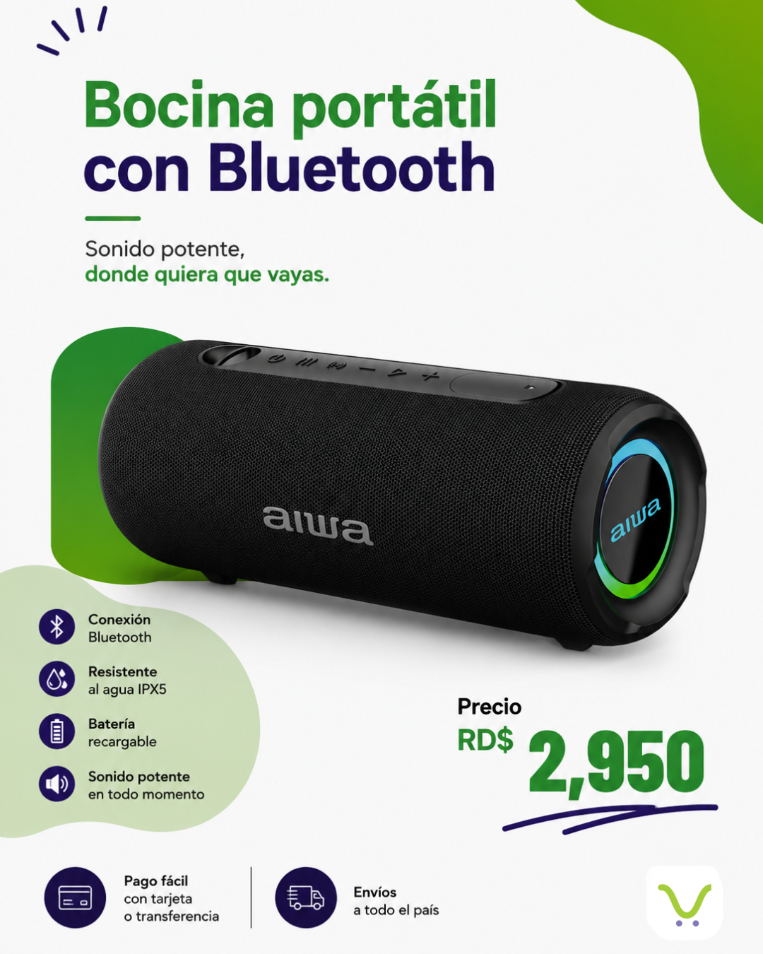Bocina portatil con Bluetooth