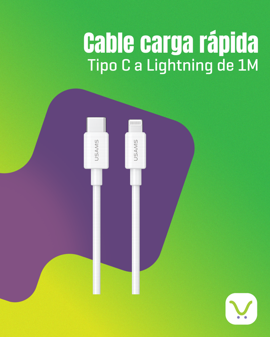 Cable carga rápida 60W Tipo C a Lightning Cable de 1M