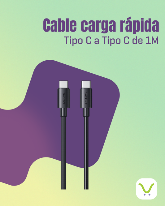 Cable carga rápida 60W Tipo C a Tipo C Cable de 1M