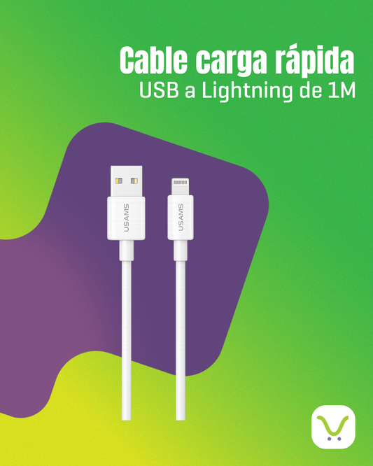 Cable carga rápida USB a Lightning 2.4 Cable de 1M