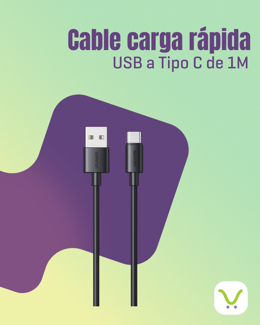 Cable carga rápida USB a Tipo C Cable de 1M