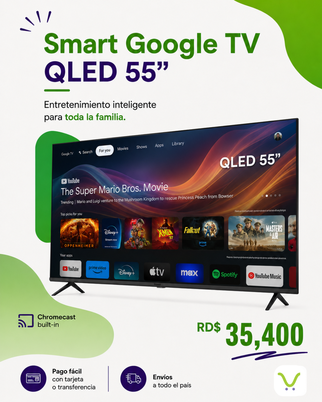Smart Google TV QLED 55"