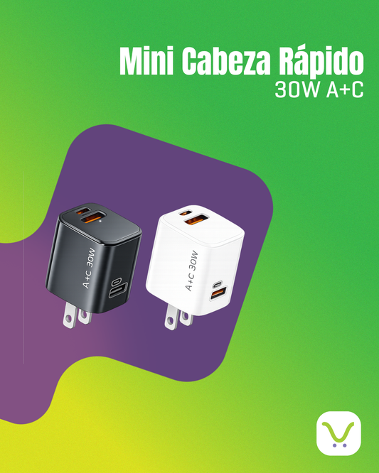 Mini cabeza cargadora doble puerto A+C
