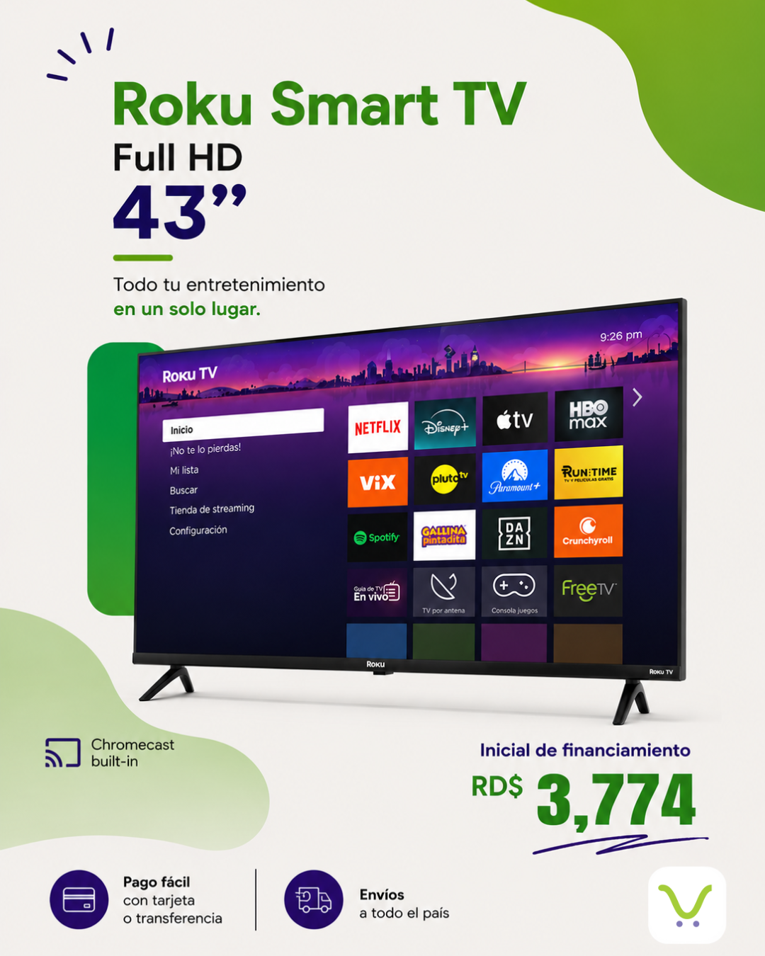 Financiamiento - ROKU Smart TV Full HD 43"