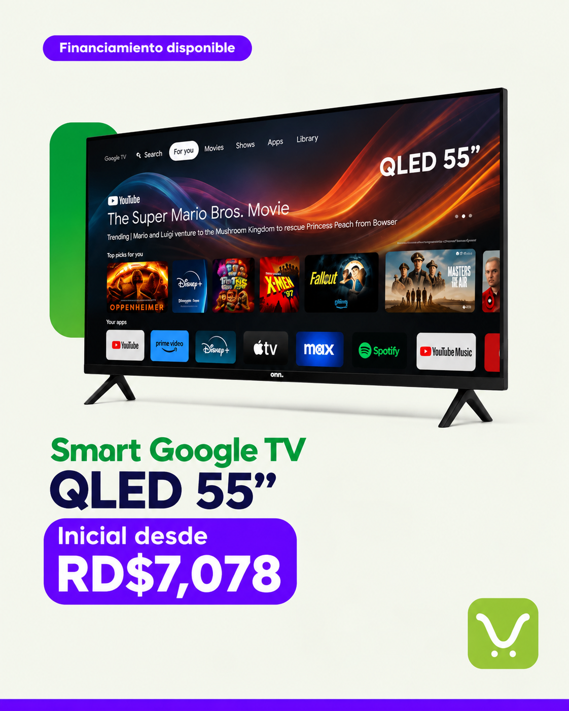 Financiamiento - Smart Google TV QLED 55"